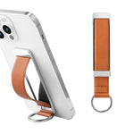 ZORBES® Phone Holder for Hand, 2 in 1 Retractable PU Leather Mobile Finger Grip Holder Self-Adhesive Mobile Back Holder Grip for iPhone 11/12/13/14/15 Pro Max/Samsung and Most Smartphones