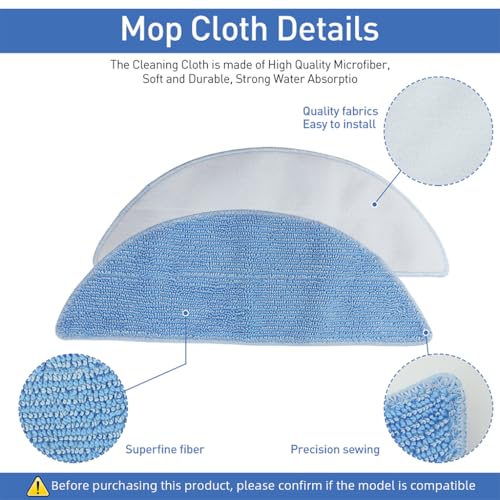 Verilux® 13Pcs Replacement Parts for Ecovacs Deebot Y1 Pro Robot Vacuum Cleaner, Replenishment Kit Replacement Accessories with 4 Mops, 4 Side Brushes, 4 Filters & 1 Cleaning Brush