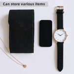 ZORBES® Travel Watch Box, Leather Storage Case Wrist Watch Storage Pouch, Double Sided Velvet Liner Anti-Scratch Protective Storage Pouch, Travel Watch Organizer, 7x13x4cm, Only Box