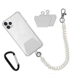 ZORBES® Phone Handstrap Phone Spring Hand Strap Set Quick Release Phone Handstrap Anti-Theft Retractable Phone Sling with 2 Self-Adhesive Inserts & Carabiner, Not Includes Phone Case, White