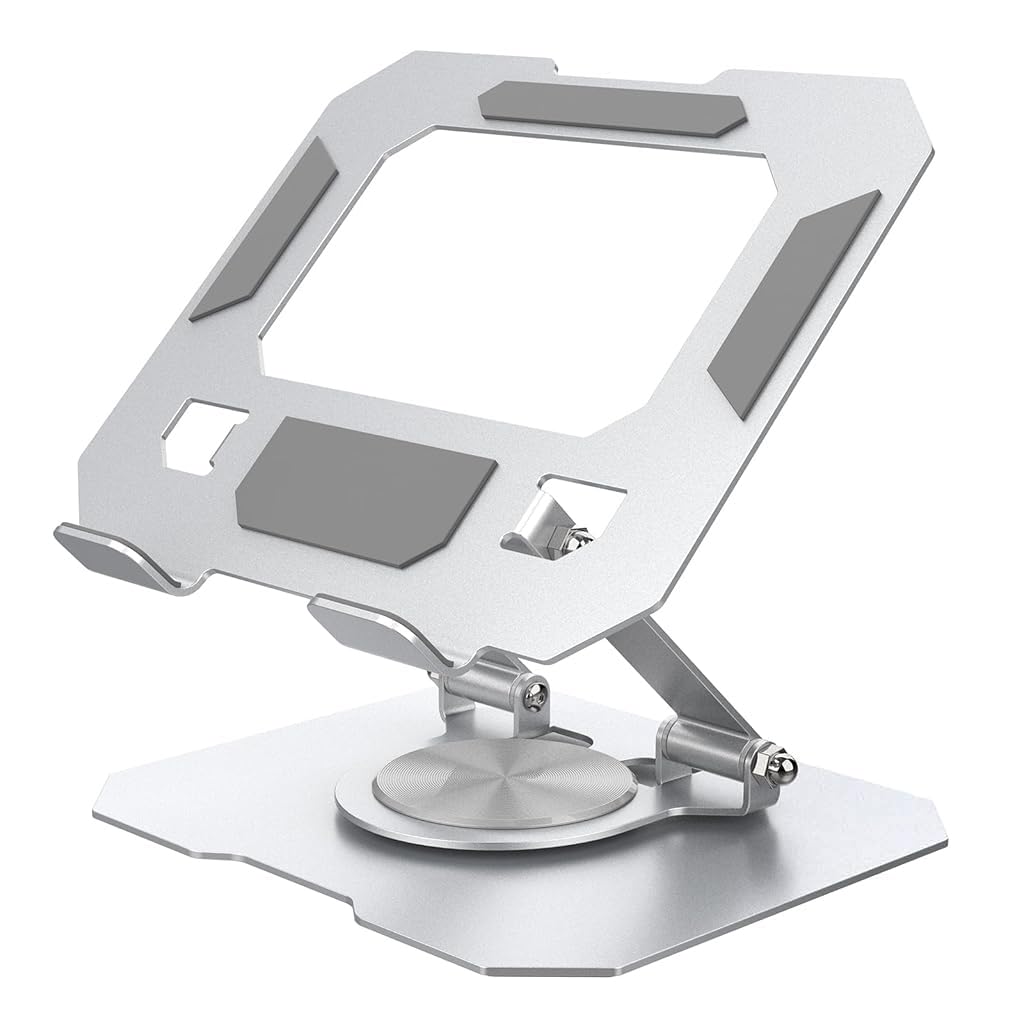 ZORBES® Laptop Stand Tablet Laptop Riser for 4.7"-12.9" Laptop 360 ° Rotatable Laptop Holder with Adjustable Height & Tilt Anti-skid Laptop Riser with Better Air Cooling, Folding Laptop Riser, Silver