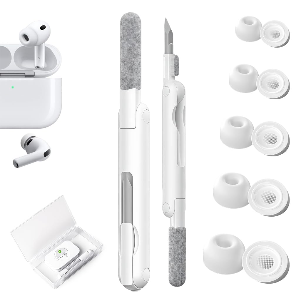 ZORBES® Replacement Silicone Ear Tips for AirPods Pro, 5 Pairs Multi-Size (XXS/XS/S/M/L) Soft Noise-Isolating Earbud Tips with Secure Fit, Anti-Slip Comfort Ear Gels with Earbud Cleaning Pen