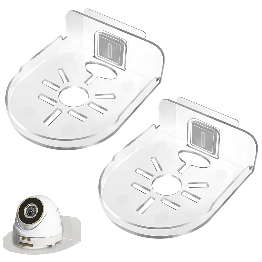 ZORBES® 2Pcs Wall Mount Holder for Baby Monitor, No Drill Baby Camera Wall Mount Brackets, Univesal Wall Mount Brackets Peel-and-Stick Clear Modern Wall Holder for Most Home Security Camera