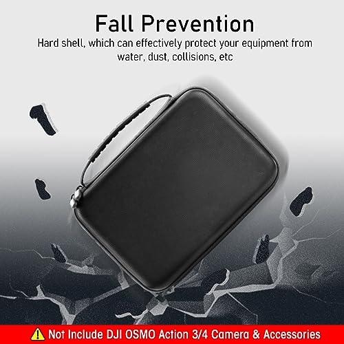 ZORBES® Polyurethane Carrying Case for DJI Osmo Action 3/4/5Pro Hard Shell Bag with Shoulder Strap Travel Not Included Camera Black 2 PCS