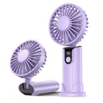 Verilux USB Handheld Fan for Travel and Office with 5000mAh Battery and Detachable Neck Strap | Purple Portable Cooling Fan