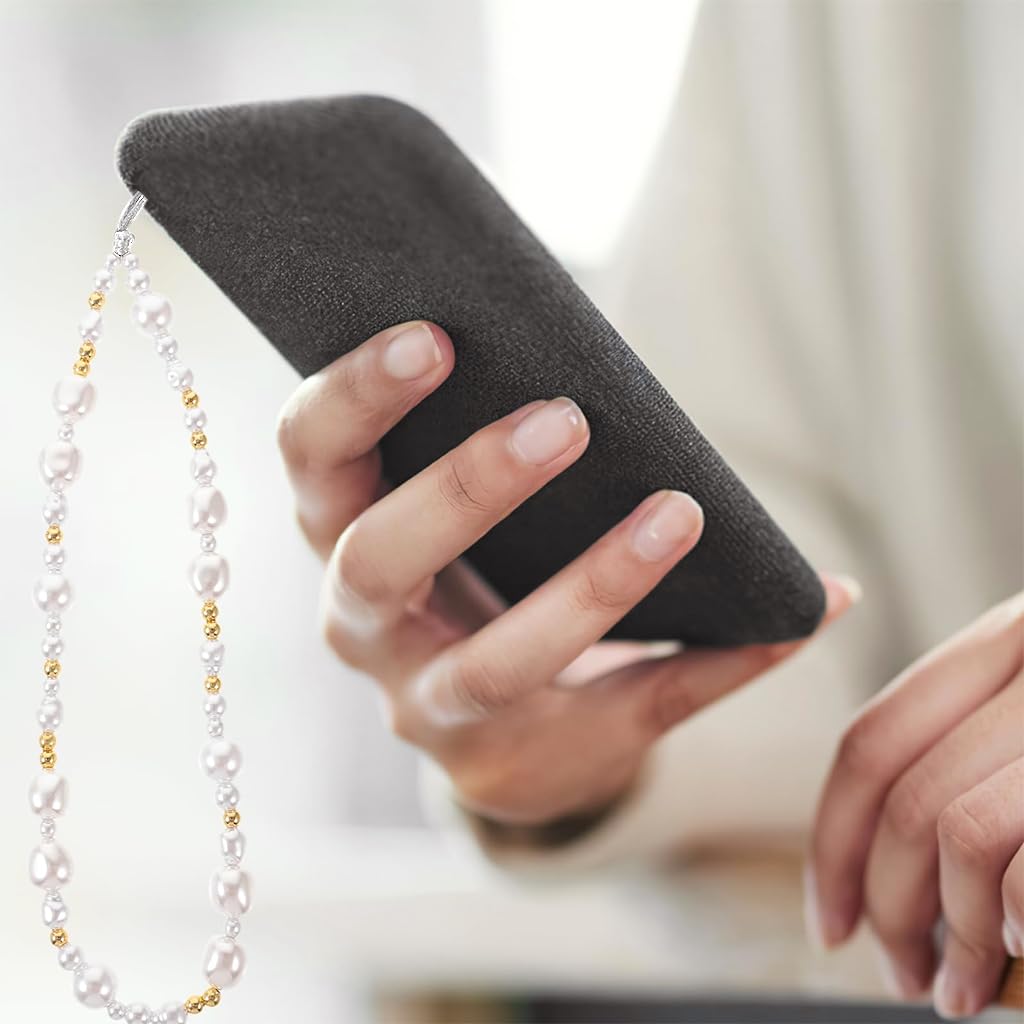 ZORBES® 12PCS Phone Charms for Girls Trendy Pearl Bow Floral with String Loop Beaded Wrist Straps Kawaii Case Gift