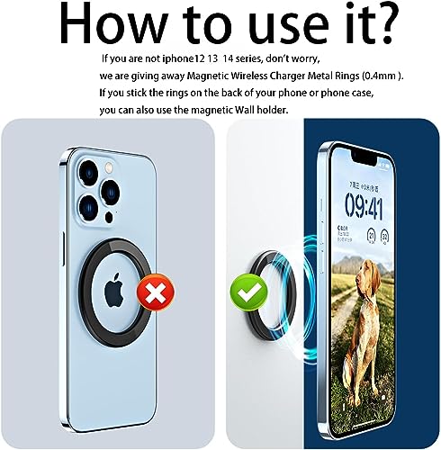 ZORBES® MagSafe Ring Wall Mount Magnetic Mobile Holder for iPhone 15 14 13 12 Pro Max Plus with MagSafe Case Slim Adhesive Phone Grip Holder 3PCS