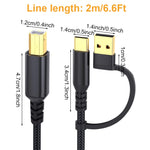 Verilux USB Printer Cable for HP Canon Epson with 6.6ft Length and Dual USB C & Type A | 480Mbps Data Transfer
