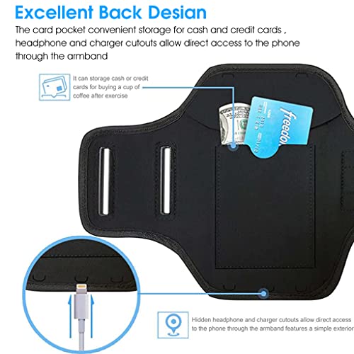 ZORBES® Armband for Mobile Phone Running, Waterproof Phone Holder for Running for iPhone 13, 12, 11, XR, Elastic Arm Band with Card Holder for Within 7in 's Mobile 2 PCS