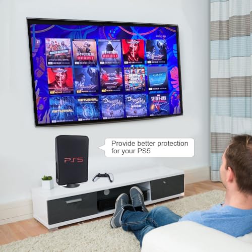 ZORBES® Dust Cover for Sony PS5 Console Dust Proof Protective Case Anti Scratch Waterproof for PlayStation 5 Game Sleeve Accessories Digital Edition and Disc Edition Black 2 PCS