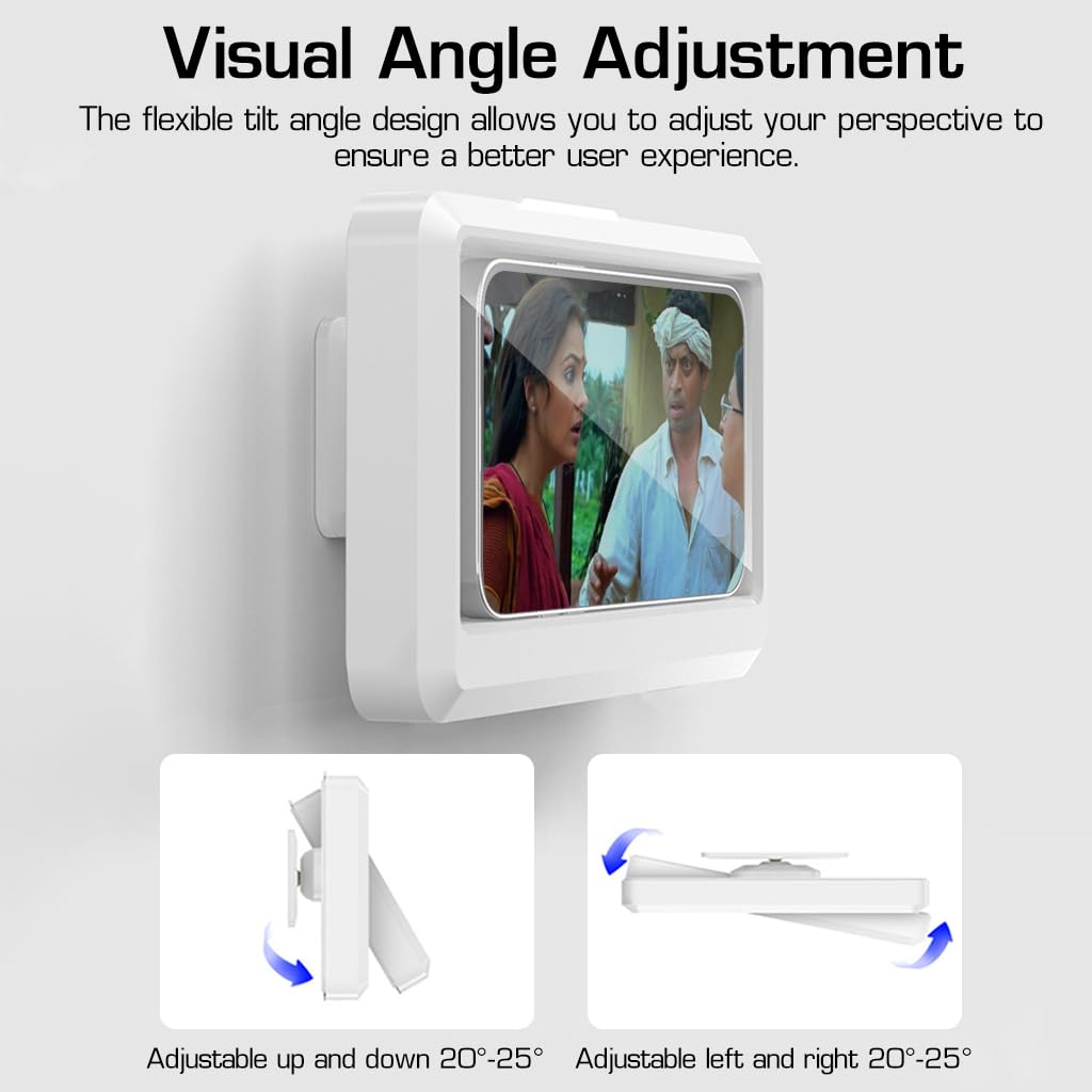 ZORBES® Waterproof Bathroom Wall Mount Phone Holder Case 360° Rotatable Phone Stand with HD Touch Screen Self Adhesive Installation Detachable Phone Holder for 6.8" Phone and Below