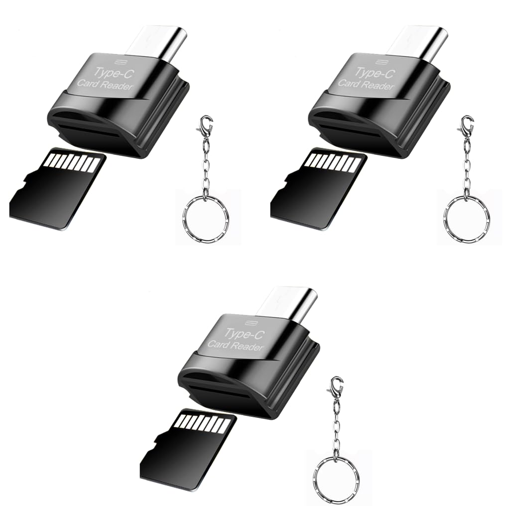 Verilux TF Card Reader for Type C Devices with OTG Function and Keychain | 3PCS Portable