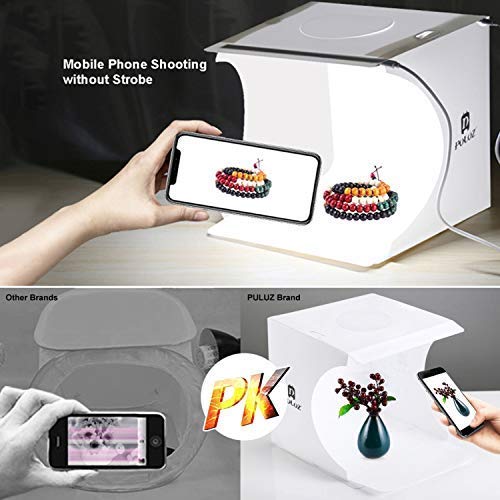 Verilux Photo Studio Light Box for Small Products with 2 LED Strips and 2 Backdrops | Foldable PET Softbox 23×22×24cm