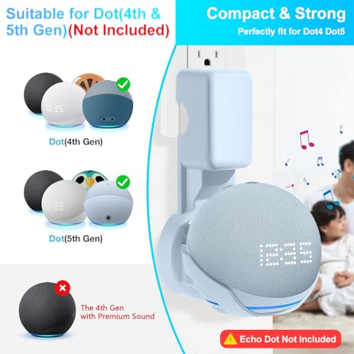 ZORBES® Wall Mount for Alexa Echo Dot, Outlet Hanger Stand for 5th & 4th Gen Holder with Cable Management, Wall Mount Accessories Holder Only 3 PCS