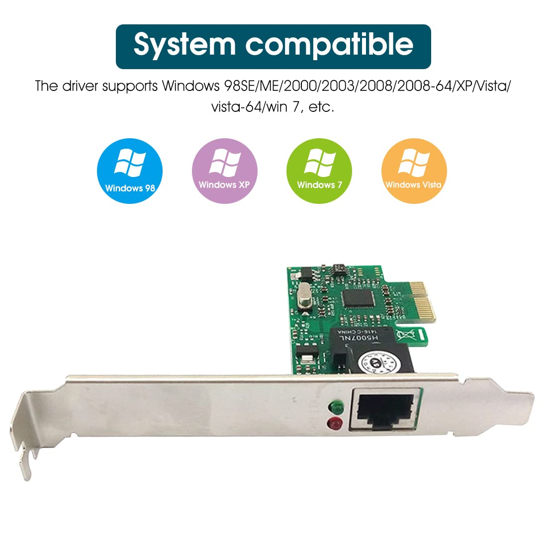 Verilux Gigabit PCI Express Network Adapter with 10/100/1000 Mbps RJ45 Port for Windows PCs