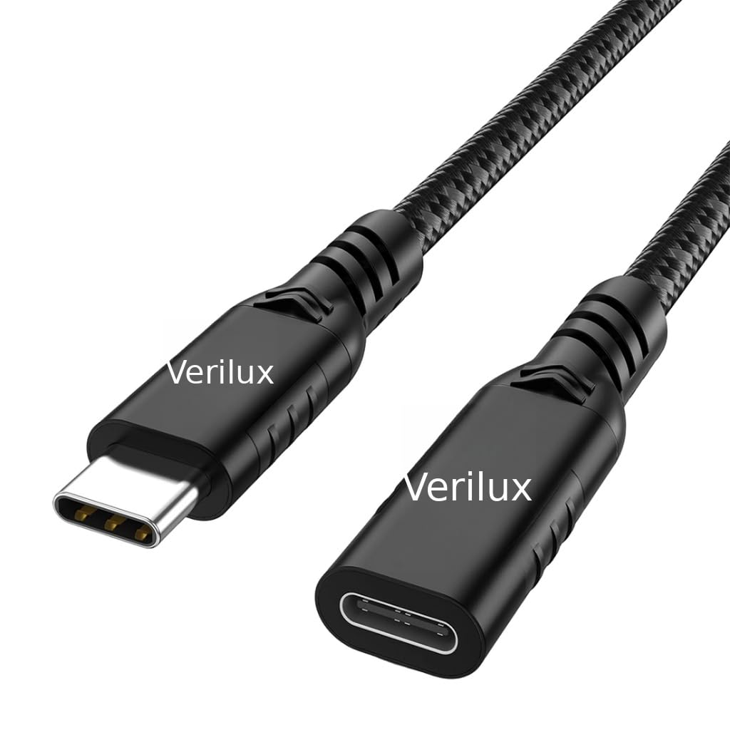 Verilux® PD 240W Type C to Type C Cable Fast Charging, 3.3Ft Type-C Male to Female USB Extension Cable Support 20Gbps Data Transfer, 8K@60Hz HD Video Output for iPhone 17/16/15, iPad Pro, MacBook