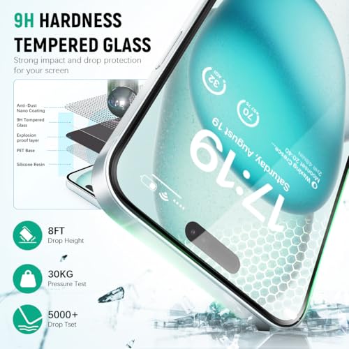 Zeitel® Screen Protector for iPhone 16 Tempered Glass Easiest 2-Step Installation Auto-Alignment HD Screen Protector Kit with 2 Pieces Screen Protectors and Accessories