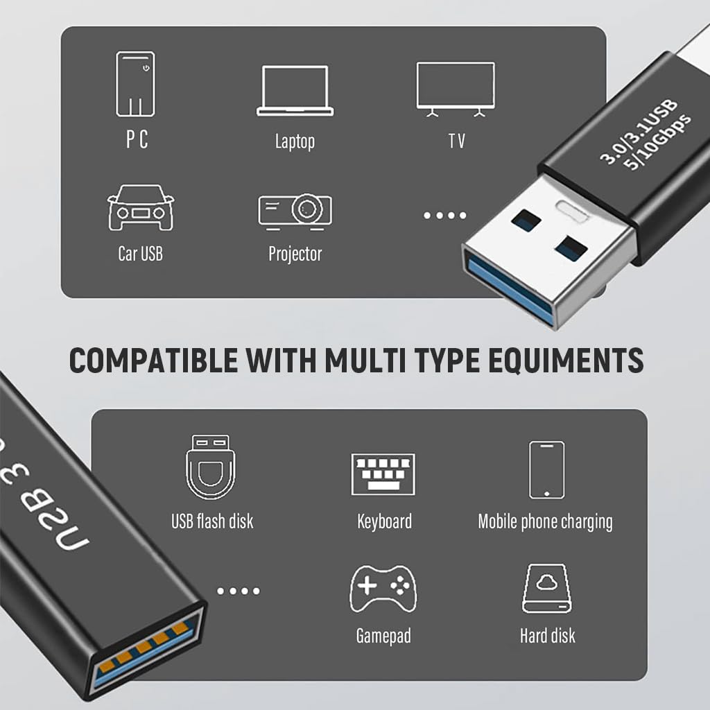 Verilux USB 3.0 Adapter Kit for Laptops and Gaming Consoles featuring Metal Shell | 5 Gbps 3 PCS Set