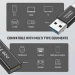 Verilux® USB 3.0 Adapters 3Pcs, with 5Gbps Data Transfer, Metals High Speed Converters USB 3.0 Female to Female and Male to Male and Female to Male, Sit for Laptops, USB Hubs, Gaming Consoles, Black