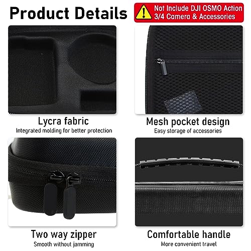 ZORBES® 3PCS Polyurethane Carrying Case for DJI Osmo Action 3 4 5Pro Hard Shell Bag with Shoulder Strap Travel Camera Not Included Black 3 PCS