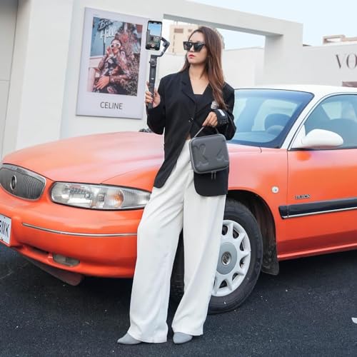 ZORBES® Storage Nylon Bag Osmo Mobile 6 Hard Shell Portable Carrying Case with Shoulder Belt Accessories Travel Grey 2PCS