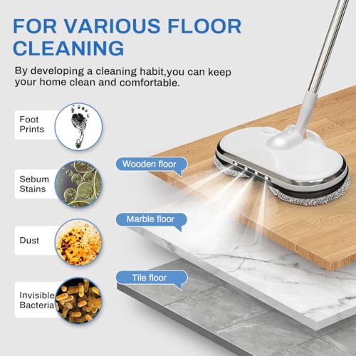 Verilux® 6PCS Replacement Mop Pads for AGARO Floor Scrubber 16cm 6.3 inches Water Absorbent Scrubbing Cleaning Universal