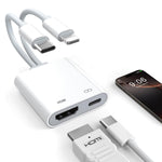 Verilux® 2-in-2 Type C to HDMI Adapter with USB-C & Lighting to Hdmi & Type C, USB C to C Cable with PD 100W Charging & 4K@60Hz Display Output for iPhone 17/16/15/14, Galaxy S25/S24/S23