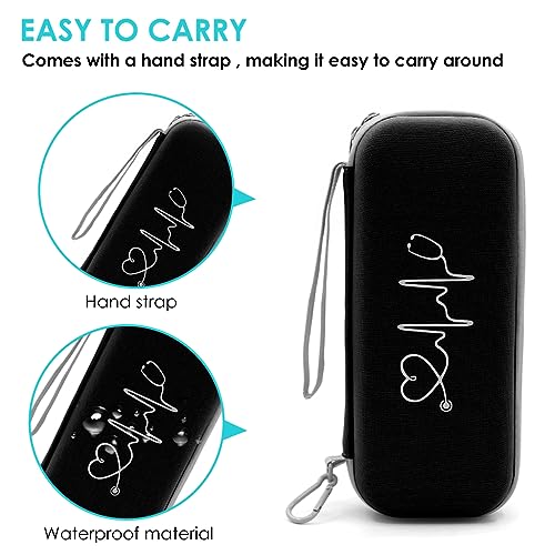 ZORBES® Ethylene Vinyl Acetate Eva Stethoscope Case Portable Modern Bag Shockproof Protective Storage For Littmann Omron Adc Dixie Ems With Extra Mesh Pockets Only Black 3 PCS