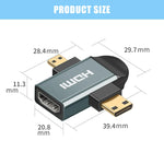 Verilux® Multi HDMI Adapter, 2 in 1 HD Mini HDMI/Micro HDMI to HDM Adapter, Mini HDMI and Micro HDMI Male to HDMI Female Supports 2K Compatible with Tablet, Camera, Camcorder, DSLR