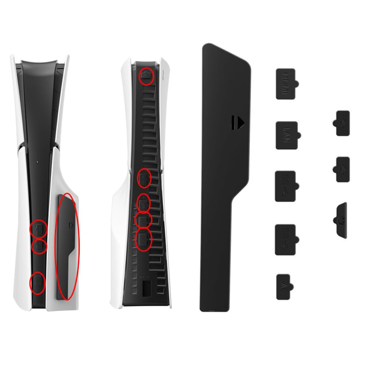 Verilux® Dust Plug for PS5, 9Pcs Dust Plug Kit for PS5/PS5 Slim Console, PS5 Silicone Dust Plugs Protector Antidust Cover Dustproof Plug for Playstation 5 Disk/Digital Console