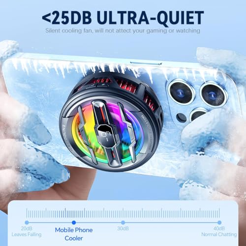 ZORBES® Phone Cooler for Gaming, Magnetic Mobile Cooler with 3 Level Modes, LCD Display & RGB Light, Semiconductor Technology Gaming Cooler with Clips for iOS & Android Phones and IPAD