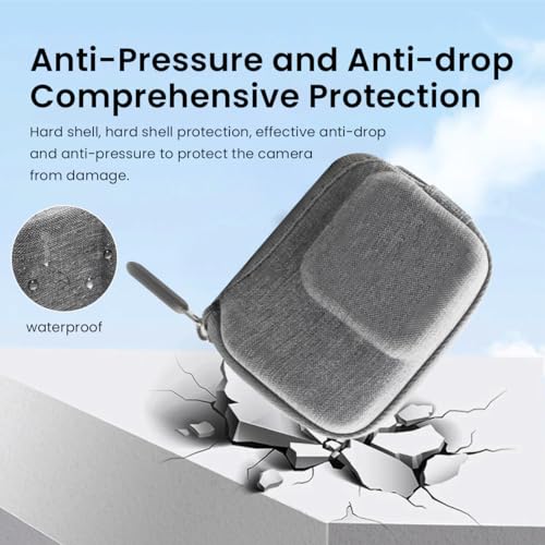 ZORBES® Carry Case for Insta360 Ace Pro Action Camera EVA Hard Anti-Scratch Carrying with Carabiner Dual Zipper Protective Compatible Mount Attachment Gray 3 PCS