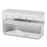 ZORBES® Data Cable Organizer Case Double Layer Clear Cable Accessories Storage Box with Drawer, Flip-up Lid Multi Compartment Cable Holder Small Gadget Desk Storage Box