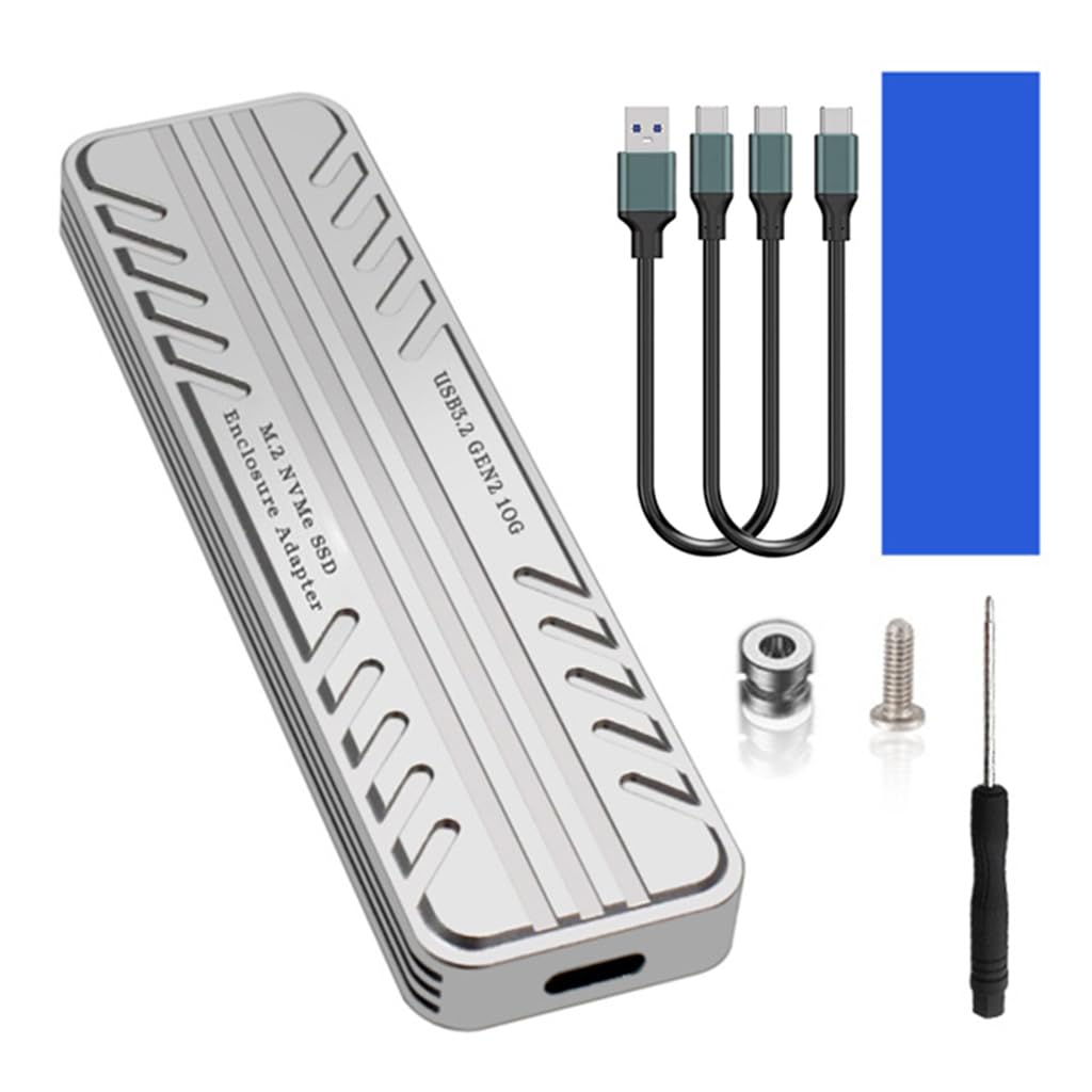 Verilux® M.2 NVMe SSD Enclosure Aluminum NVMe Enclosure 10Gbps USB C External SSD Enclosure NVMe M.2 Enclosure USB 3.1 Gen2 for PCIe M Key B + M Keys Size 2230/2242/2260/2280