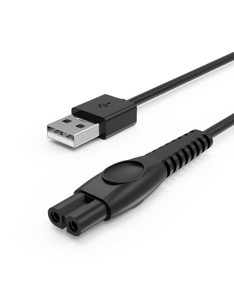 ZORBES® USB Charging Cable for P hilips Electric Shaver, USB-A to 2-Pin Replacement Charger Cord for Norelco OneBlade, 3.3ft PVC Power Cable Travel Friendly Shaver Charging Cord