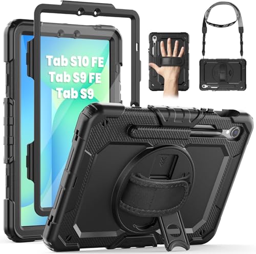ZORBES® Samsung Galaxy Tab S10 FE/ S9 FE/ S9 5G Case (10.9''/11''), Heavy Duty Shockproof Protective Case with Screen Protector, Rotating Stand