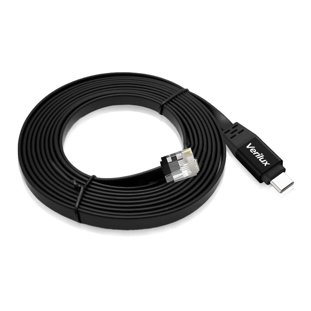 Verilux® Type C to RJ45 NIC Adapter Cable 6.6ft Ethernet Cable High Speed 100Mbps 100Mbps RTL8152B NIC Chip, Wired Internet Connection Cable Compatible with Laptop, Tablets, Phone