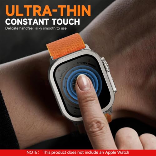 ZORBES® 2 Pack for Apple Watch Ultra 2 / Ultra 1 Screen Protector 49mm, 25 Degree Privacy 9H Tempered Glass Titanium Alloy Frame Touch Sensitive Waterproof HD Glass Film for iWatch Ultra 49mm