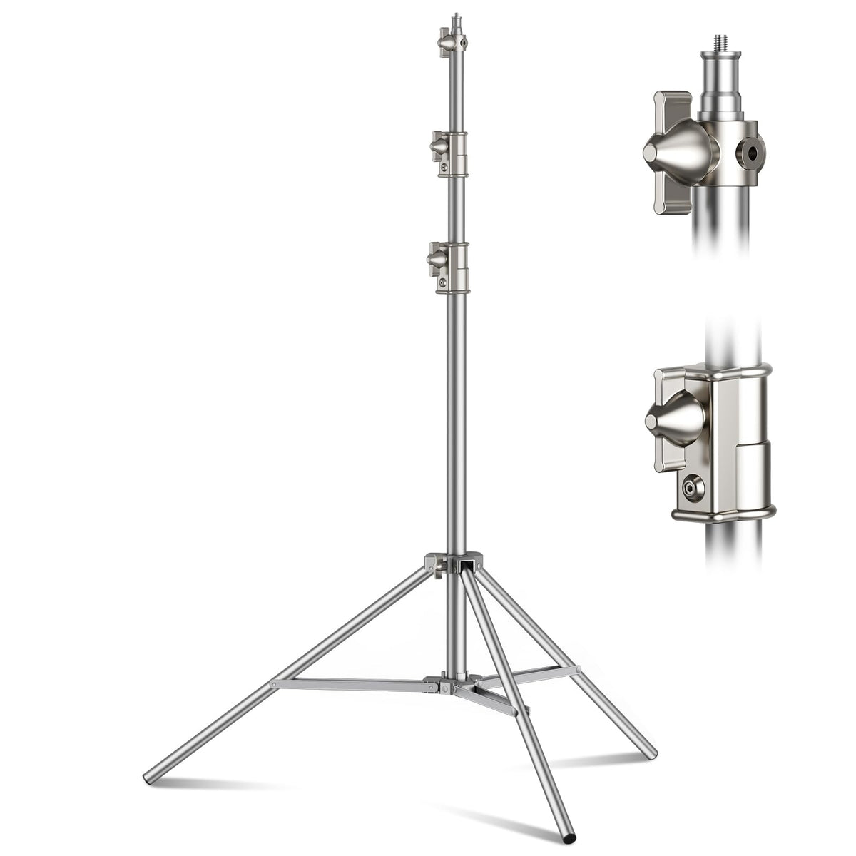 ZORBES® Telescopic Photography Light Tripod Stand for 1/4" to 3/8" Screw Hole, 3.5-9.2ft Retractable Stainless Steel Fill Light Stand for Strobe, LED Video Light, Ring Light, Monolight, Softbox