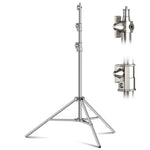 ZORBES® Telescopic Photography Light Tripod Stand for 1/4" to 3/8" Screw Hole, 3.5-9.2ft Retractable Stainless Steel Fill Light Stand for Strobe, LED Video Light, Ring Light, Monolight, Softbox