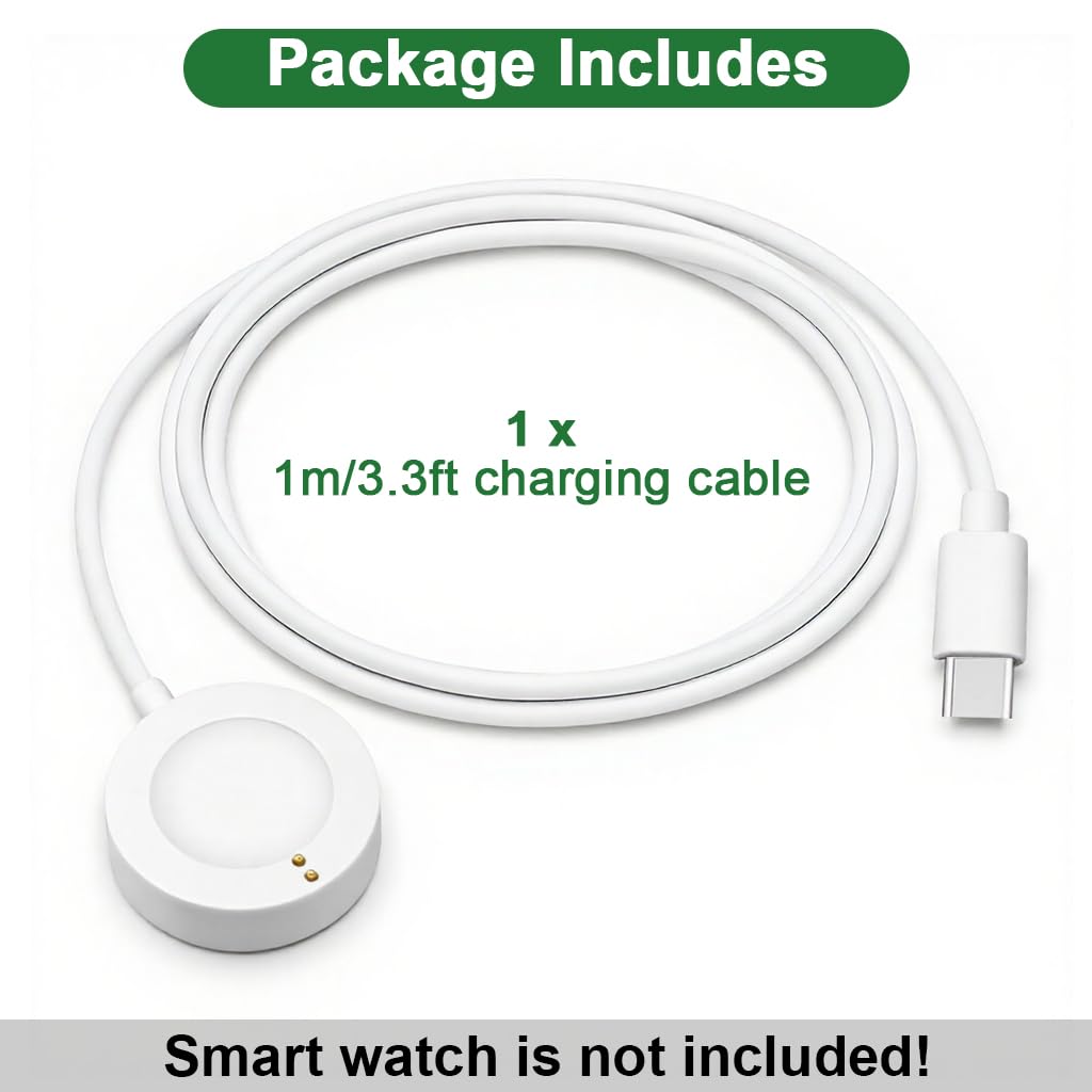 ZORBES® Compatible with Fossil Gen 6/5/ 4, Smart Watch Wireless Charging Dock 3.3ft Type C Charging Cable PD Magnetic Dual Pin Charging Dock