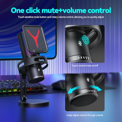 Verilux® Gaming USB Microphone,Noise Cancellation Condenser mic for Streaming, Podcast, Twitch, YouTube, Discord, iPhone, iPad,PC,Computer,PS4,PS5,Mac-Black