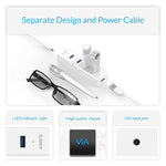 Verilux® 4-Port USB 3.0 Hub SuperSpeed for MacBook, Chromebook, Laptop, Surface and More- White