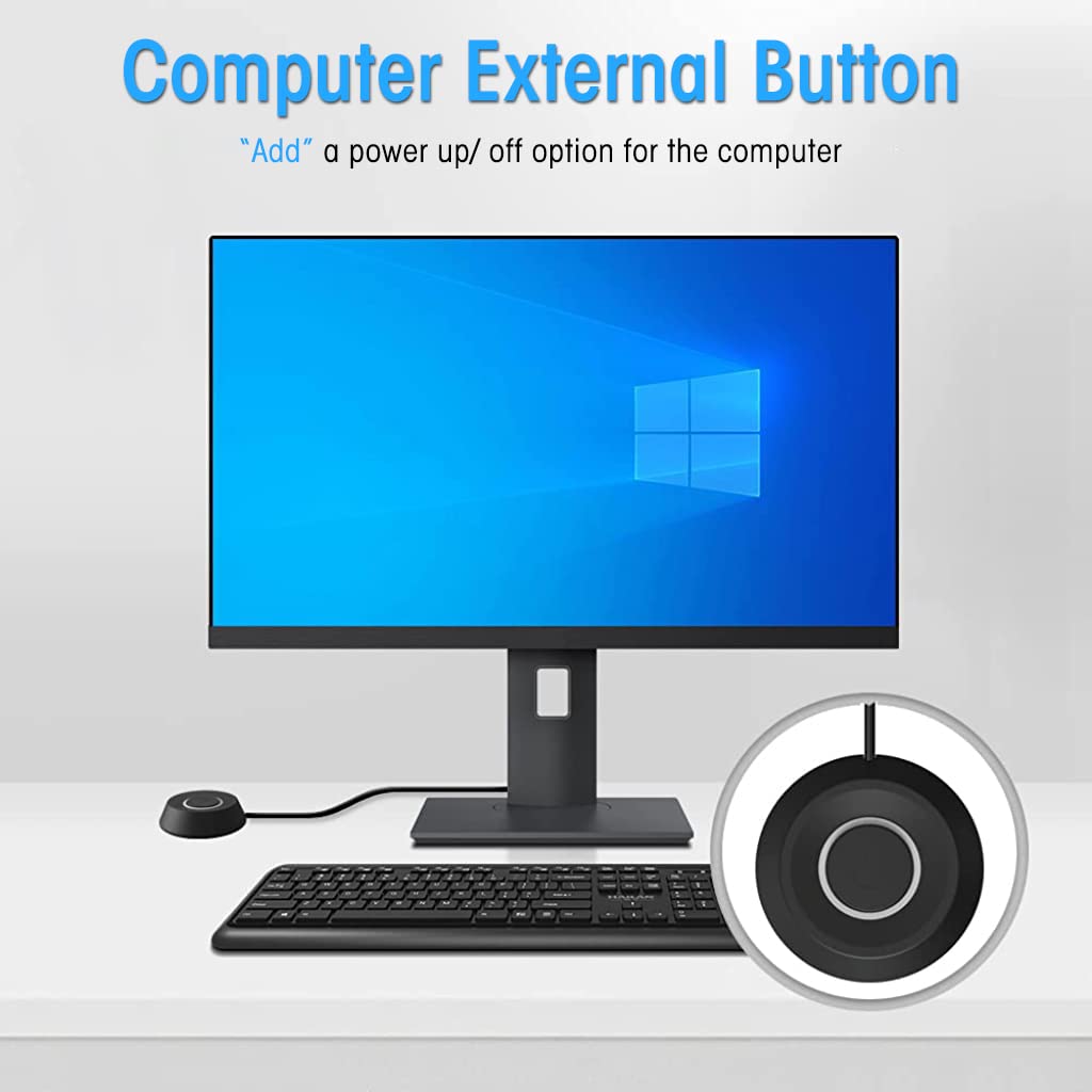 Verilux Desktop LED Computer Power Button for PC | with USB 2m Cables and Self Adhesive 2pcs