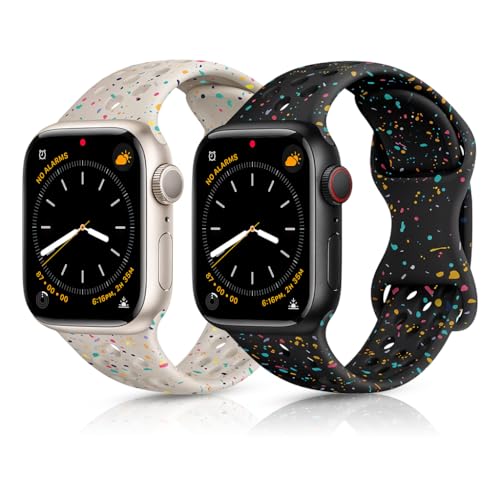 ZORBES® 2PCS Breathable Sport Band Compatible with Apple Watch Band 42mm 44mm 45mm 46mm 49mm, Soft Eco-Friendly Silicone Band for iWatch Series 10/9/8/7/6/5/4/3/2/1 SE Ultra