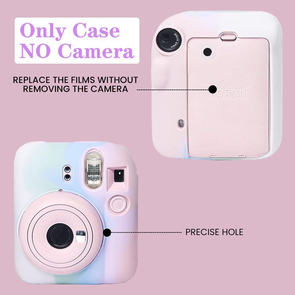 ZORBES® Camera Case for Fujifilm Instax Mini 12 Soft Silicone Protective Case with Print Shoulder Strap, Anti-Scratch for Fujifilm Instax Mini 12 Camera Case Cover (Without Camera)