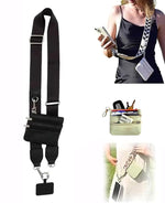 ZORBES® Phone Strap with Zippered Pouch, Clip and Go Strap for Phone with Wallet Crossbody, Fashion 2 in 1 Phone Sling Bag Multi Purpose Phone Sling Travel Cash Bag Beach Wear Accessory Bag