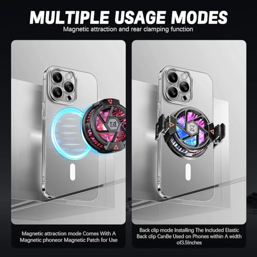 ZORBES® Phone Cooler with Detachable Clips Fan-Based Cooling for Mobile Magnetic RGB Gaming Rapid Cooling for Livestreaming Plug and Go 3PCS
