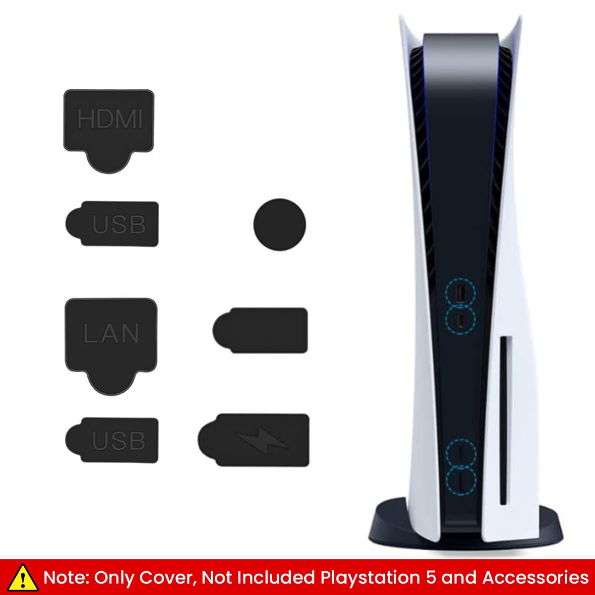 Verilux® Dust Plug for PS5, 9Pcs Dust Plug Kit for PS5/PS5 Slim Console, PS5 Silicone Dust Plugs Protector Antidust Cover Dustproof Plug for Playstation 5 Disk/Digital Console