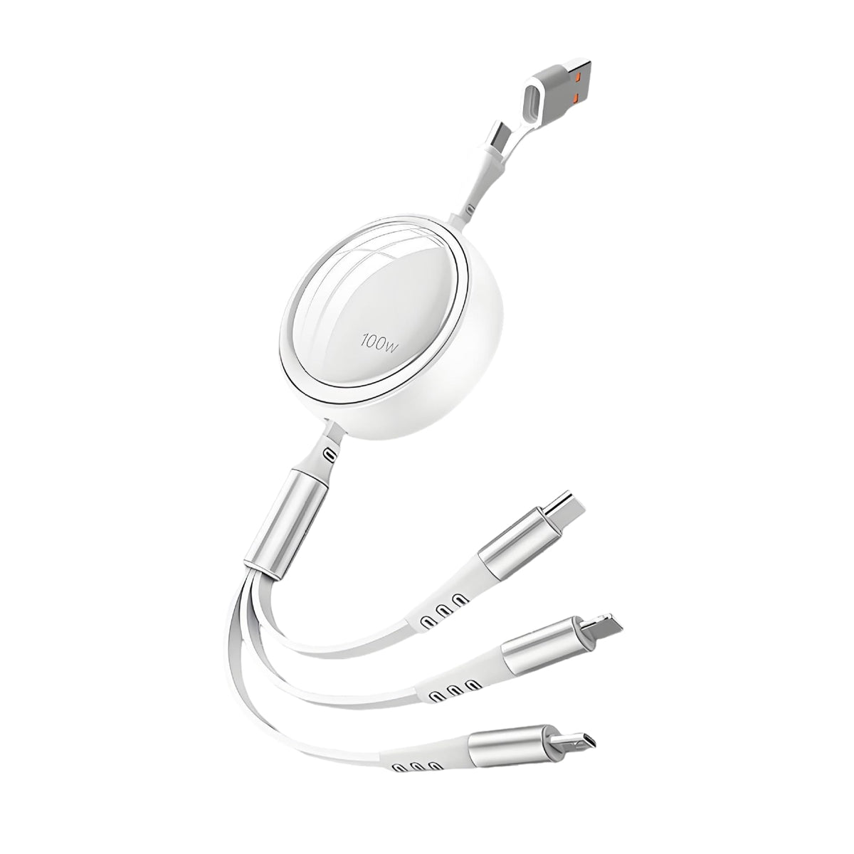 Verilux® Car Charger Cable 3 in 1 Fast Charger, PD 100W Retractable Car Cable with USB A/C to USB C/Lighting/Micro, 480Mbps Data Transfer for iPhone 17/16/15/14, Galaxy S24/S23, Android, Laptop, White